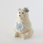 しろくま貯金箱　紫陽花blueリース & ベレー帽｟グレー｠2点セット