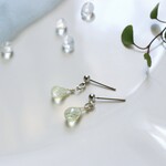 ＊爽やかイエロー　小さめレモンクォーツのキラキラピアス＊しずく＊イヤリングに変更可能＊黄色＊シルバーカラー