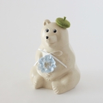 しろくま貯金箱　紫陽花blueリース & ベレー帽｟グリーン｠2点セット