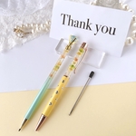 母の日ギフト𑁍花柄 ハーバリウムボールペン(替え芯付き)&ハーバリウムシャーペン セット-黄色×緑-