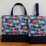 レッスンバッグ＆上履き入れ＊車と標識＊ネイビー