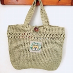 柴犬とミモザの刺繍バッグ