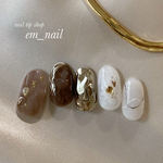 淡カラー brown ニュアンス ネイルチップ