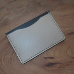 牛ヌメ革　パスケース／カードケース　オリーブ×ナチュラル