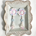 ❤️再販❤️ 小花とアンティークパーツのピアス　イヤリング　昭和レトロ　レトロ　デットストック　ボタン　アンティーク風　デッドストックパーツ　