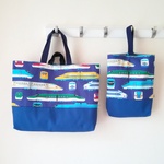 入園入学レッスンバッグ、シューズ入れ 2点セット 【送料無料】【3年間お直し無料保証つき】新幹線柄  汚れ軽減 短い持ち手付き