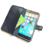Iron blue leather iPhone6/6S case with card slit