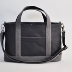2WAY　８号帆布バケツショルダートートバッグ　＜BL×グレー＞