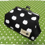 再販＊がま口　＊水玉にゃんこ＊black