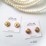 new♡2点セットアンティーク調 手染めボタン ピアス イヤリング