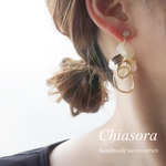 ハンサムライク ホワイト×ゴールド ピアス/イヤリング