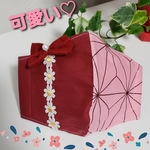 キッズマスク♡和柄♡女の子♡麻の葉模様♡リボン付きマスク♡子供マスク♡可愛い♡送料無料♡マスク