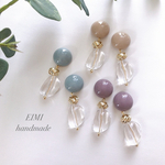 【EIMI】くすみブルーカボション×クリアビーズ