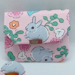 選べる中地 財布 布財布 コンパクト財布 ミニ財布 折りたたみ財布 うさぎ　ピンク