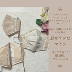 新作 不織布マスクが入るマスク ベージュ 縦横ワイヤー入 張りつきにくい 呼吸がラク アイスシルクコットン レース 耳が痛くなりずらいゴム 送料無料