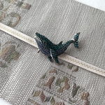青いくじら　クジラ帯留め（三分紐用）ブルー