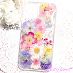 押し花iphoneケース＊colorful＊スマホケース 名入れ可能  ラメ・ホロ・スワロフスキー無料 [受注製作]