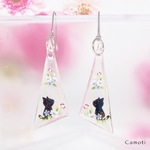 猫とお花のクリアピアス（triangle）