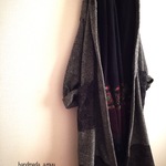限定1枚England wool 黒〜グレー コーカーデ  着丈100 ロングタイプ