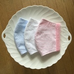 百合子マスク　夏用　大きめサイズ　♡さわやかボーダー　小花　刺繍レース♡　レースマスク　マスクカバー　立体マスク　フィルターポケット付　手作り　白　大人用　ブライダル　ウエディング　　