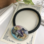 【今だけ送料無料】.*･ﾟ押し花×薔薇(青) レジン ヘアゴム.ﾟ･*.