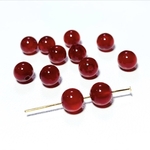 【天然石ビーズ】チェリーカラーカルセドニー　6mm 8粒　ハンドメイド素材