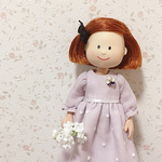 【送料込】マドレーヌちゃん♡ビオラのブローチ付きワンピース