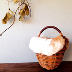 ファーのついた手編みのかごbag(大)(オーダー品）