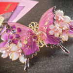 （8cm金具）〜宵の艶〜桜と蝶バレッタ（hair ornaments of butterfly ＆cherryblossom〜Evening luster〜） 