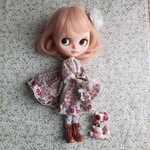 ネオブライスアウトフィット ★春色リバティワンピース   グラニーバッグ付き　★スリーピングローズ