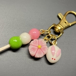 ピンクカラー和菓子のキーホルダー　フェイクスイーツ