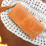 《m-r1-a様オーダー品》ミモザの手刺繍の本革長財布♡かわいい刺繍アレンジ♡ミモザ
