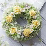 イエローフラワー紫陽花リース