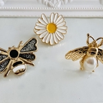 特価！飾り金具3点セット(pearl bee,black bee,flower）