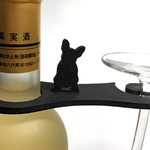 【送料￥94】 おすまし【黒犬フレブル】木製グラスハンガー