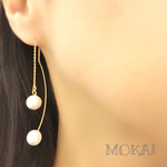 ＊コットンパールとチェーンピアス＊