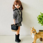 リカちゃん グレンチェック セットアップコーデ　6点セット