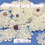 8弁 レースケミカルレースフラワー・センター透かし・直径約18mm(ホワイト)