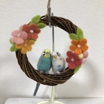 ※専用ページです※ pipi0504様ご依頼、ミニセキセイインコちゃん、リース、ストラップです♪羊毛フェルト