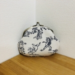 cha※※様オーダー品☆☆親子がま口☆鳥獣戯画☆生成り