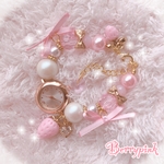Berrypink♡苺とリボンのブレスレットウォッチ♡腕時計♡パールピンク