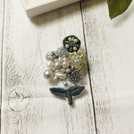 丸花ビーズ刺繍ブローチ グリーン