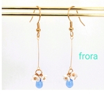 アイスブルー ドロップ  フラワーピアス