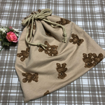 再販♡巾着　大❁︎くまベージュ