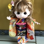 オビツ11振り袖　正絹古布使用　7
