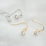 ピアス きらきら一粒ストーン 揺れる ピアス ノンホールピアス シルバー ゴールド