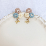 お花ブーケの春色刺繍ピアス