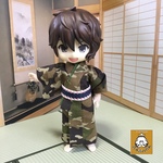 オビツ11サイズ　迷彩柄の着物