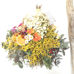 yellow×white ミモザ×ハナカンザシのドライフラワースワッグ