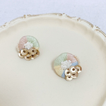 不揃い刺繍ピアス○シャーベットカラー
